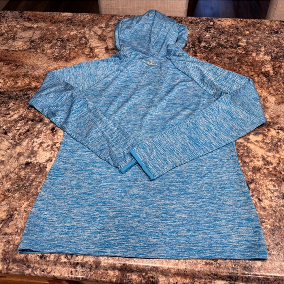 Under Armour Heathered Light Blue Hooded Long Sleeve - Picture 3 of 4